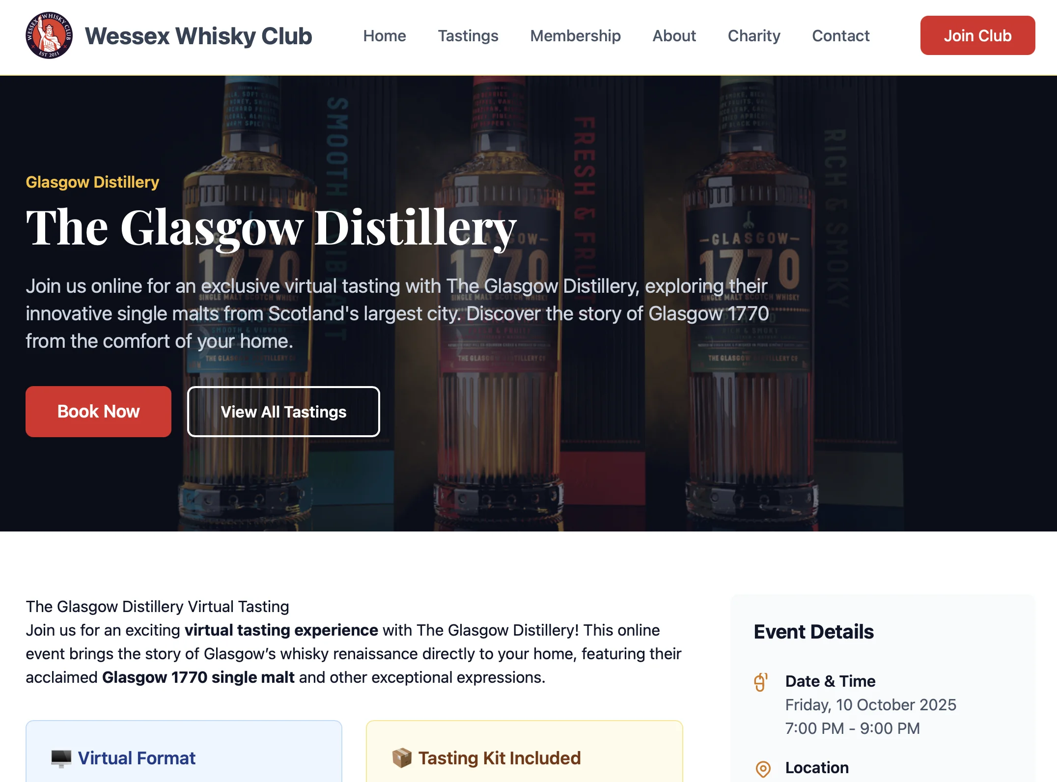 Wessex Whisky Club website